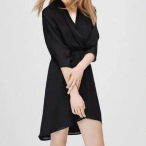 Babaton| Cuthbert Criss-Cross Neckline Black 100% Silk Mini  Dress Size XS